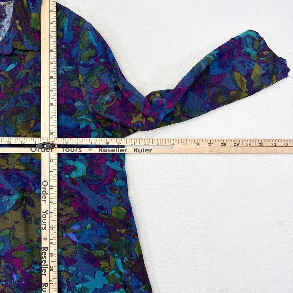 Habitat Top Womens Size Medium Floral Multicolor Art to Wear Lagenlook Mature